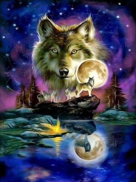 Full Moon Wolf - Paint by Numbers Kit