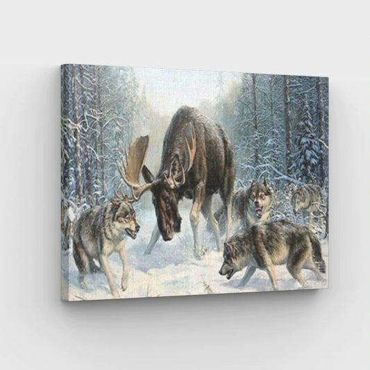Moose and Wolves - Paint by Numbers Kit
