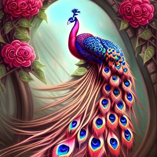 Peacock Rose Fantasy - Paint by Numbers Kit