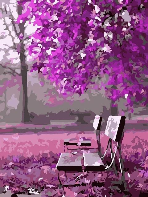 Purple Autumn in Park - Paint by Numbers Kit