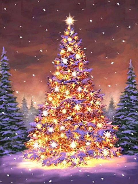 Purple Forest Christmas Tree - Paint by Numbers Kit