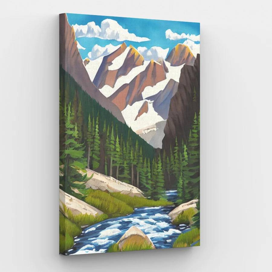 Rocky Mountains Valley Scenery - Paint by Numbers Kit