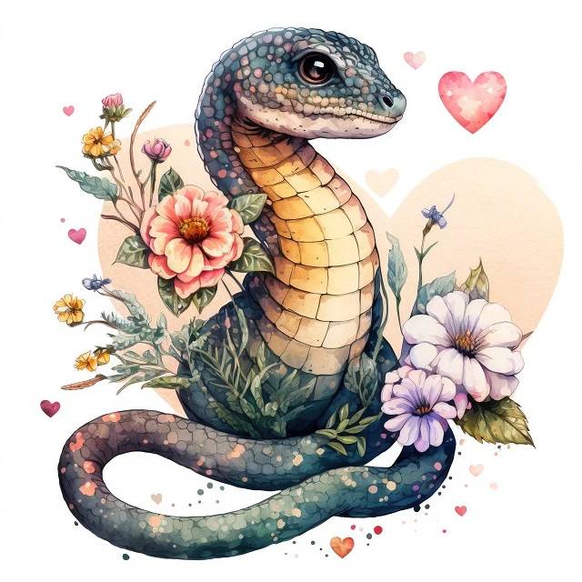 Snake in Flowers - Paint by Numbers Kit