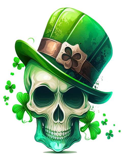 St. Patrick Skull with Green Hat - Paint by Numbers Kit