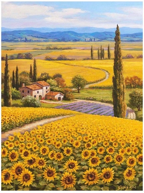 Sunflowers Scenery - Paint by Numbers Kit