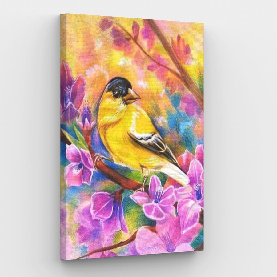 Yellow Bird in Flowers - Paint by Numbers Kit