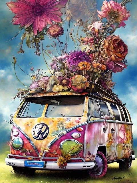 Blossoming Bus - Paint by Numbers Kit