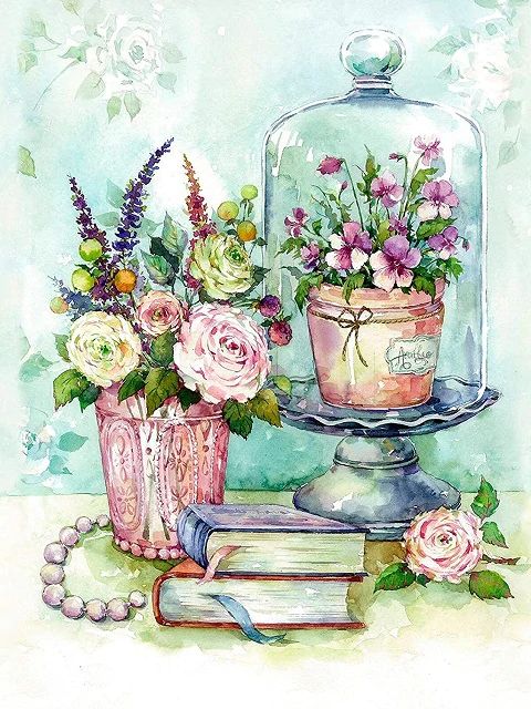 Books and Flowers - Paint by Numbers Kit