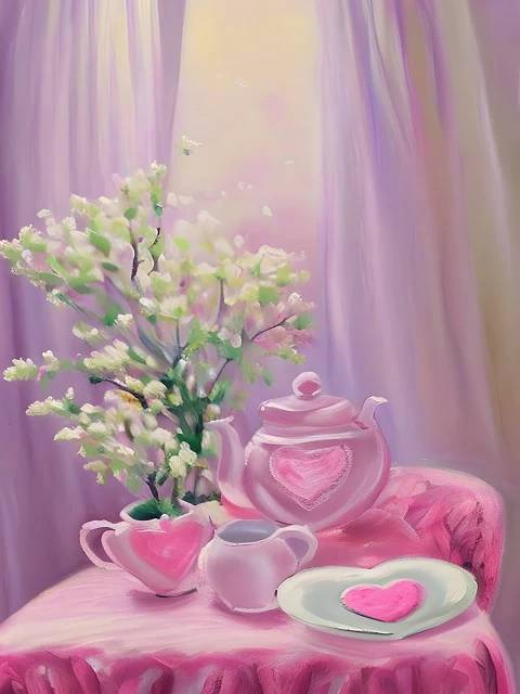 Breakfast Harmony in Pink - Paint by Numbers Kit