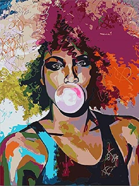 Bubble Gum Pop Art Woman - Paint by Numbers Kit