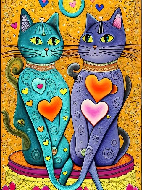 Cat Connection of Love - Paint by Numbers Kit