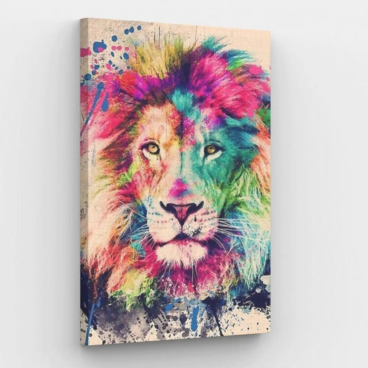 Color Stained Lion - Paint by Numbers Kit