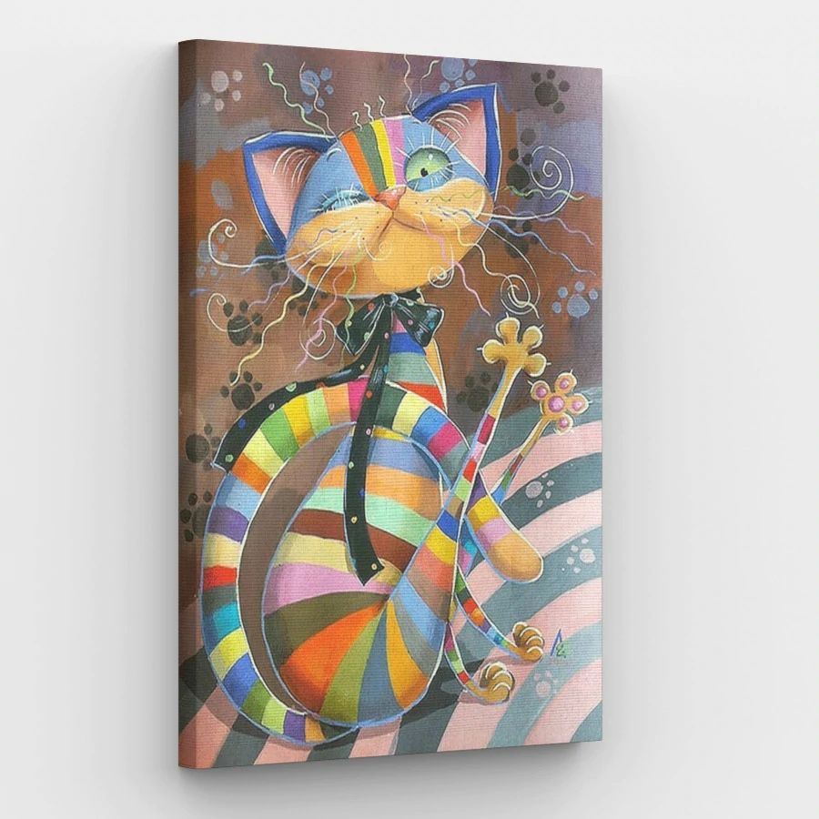 Color Striped Cat - Paint by Numbers Kit