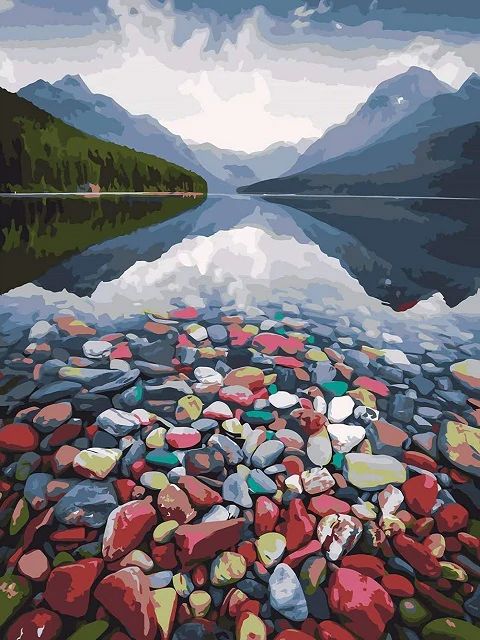 Colorful Pebbles Landscape - Paint by Numbers Kit