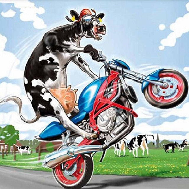 Cow Biker - Paint by Numbers Kit