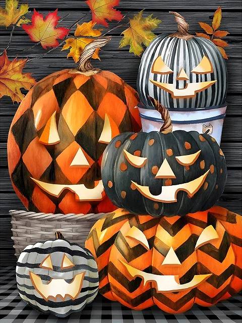 Decorated Halloween Pumpkins - Paint by Numbers Kit