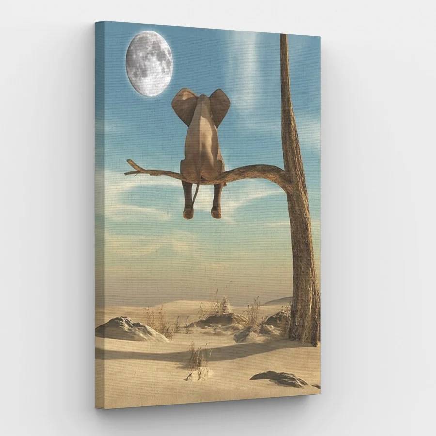 Elephant Watching Moon - Paint by Numbers Kit