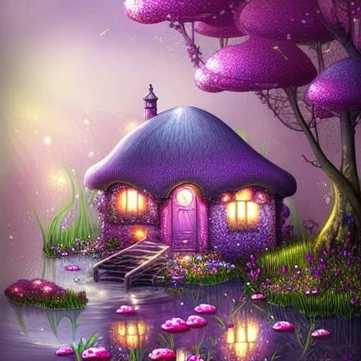 Fairy Hut in Mushroom Land - Paint by Numbers Kit
