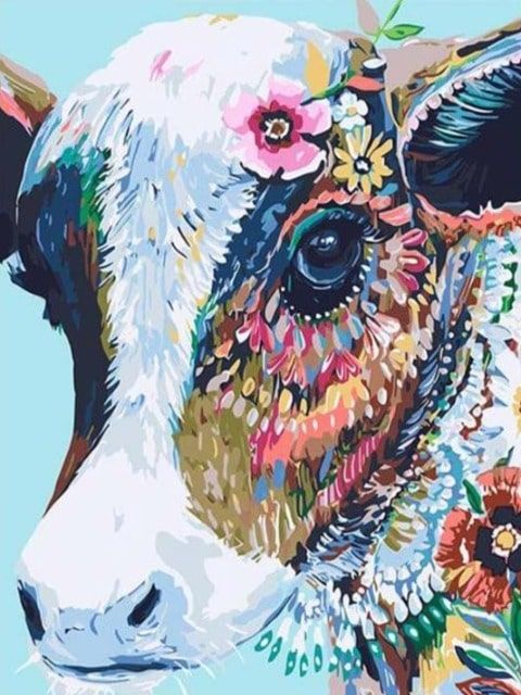 Floral Cow - Paint by Numbers Kit
