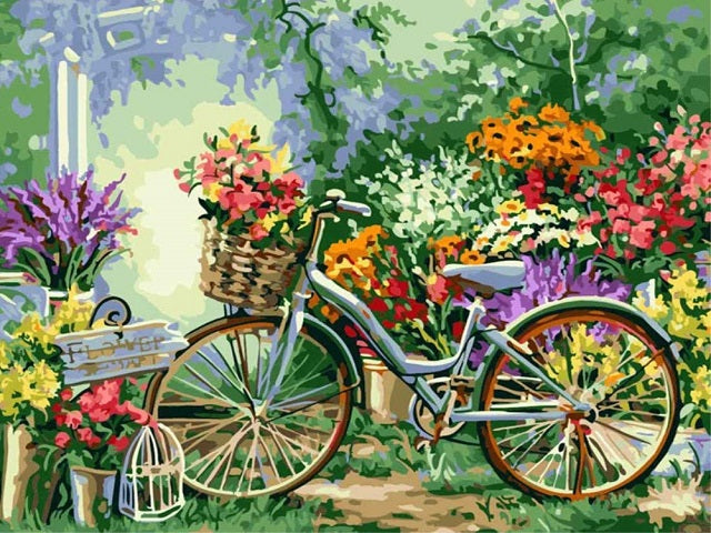 Flowers Bicycle - Paint by Numbers Kit