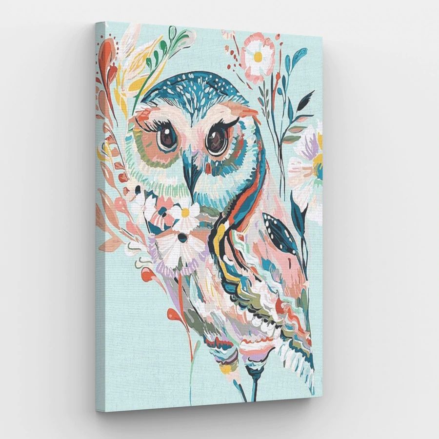 Flowery Folk Art Owl - Paint by Numbers Kit