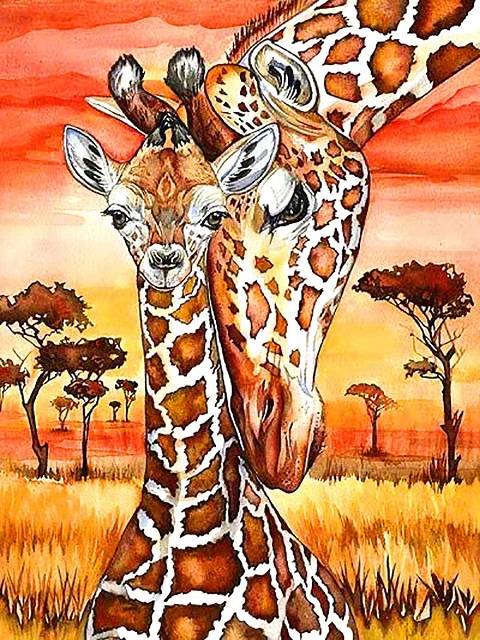 Giraffe and her Baby - Paint by Numbers Kit
