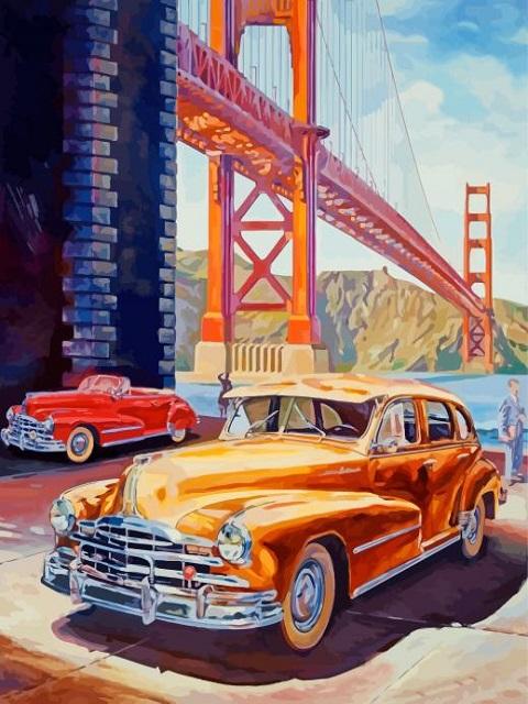 Golden Gate and Cars - Paint by Numbers Kit