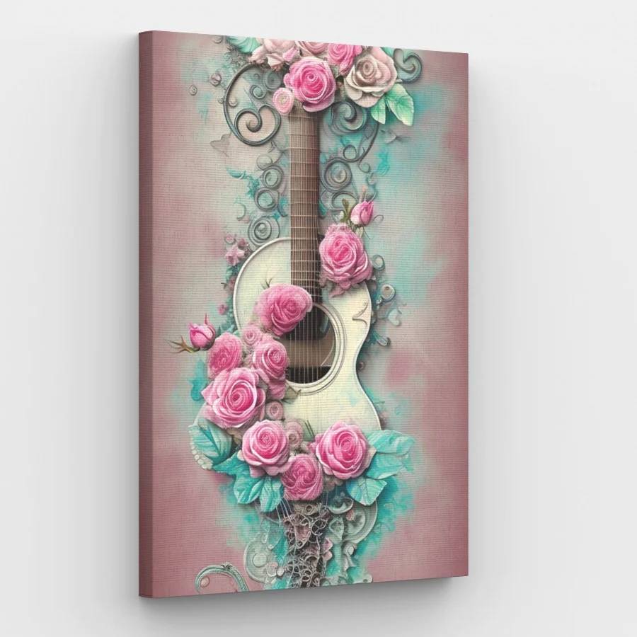 Guitar in Embrace of Roses - Paint by Numbers Kit
