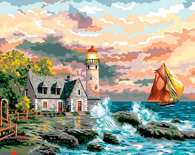 House and the Lighthouse - Paint by Numbers Kit
