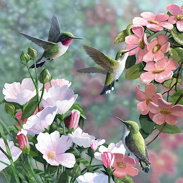 Hummingbirds and Flowers - Paint by Numbers Kit