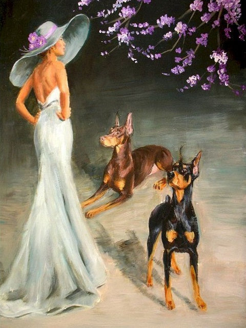 Lady and her Dogs - Paint by Numbers Kit