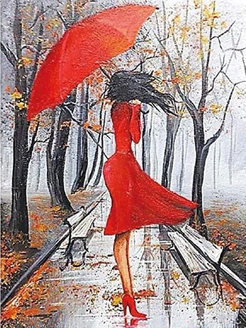 Lady in Rain - Paint by Numbers Kit
