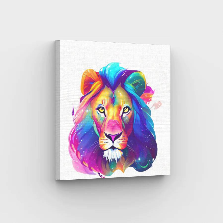 Neon Color Lions Head - Paint by Numbers Kit