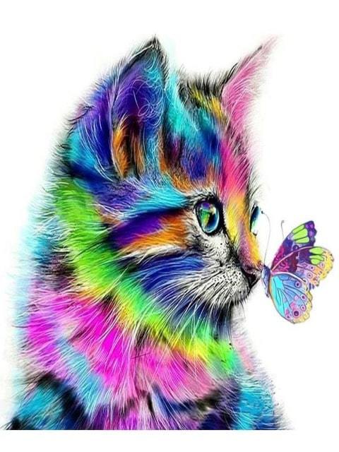 Cat and Butterfly  - Paint by Numbers Kit