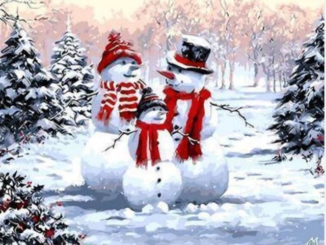 Snowman Family - Paint by Numbers Kit