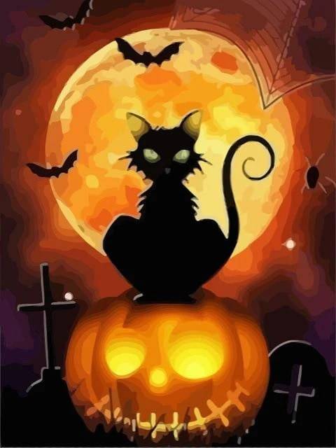 Full Moon Cat - Paint by Numbers Kit