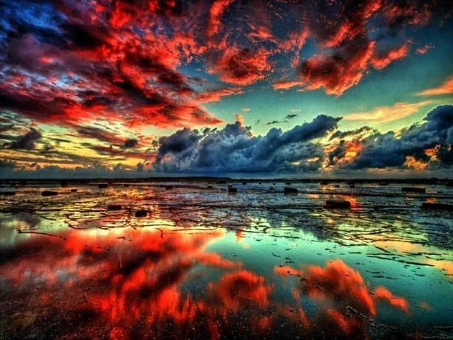 Red Clouds Reflection - Paint by Numbers Kit