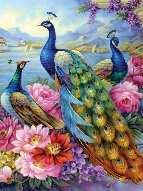 Peacocks and Flowers - Paint by Numbers Kit