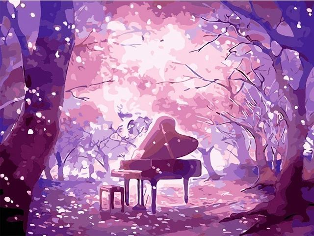 Piano in Spring Blossom - Paint by Numbers Kit