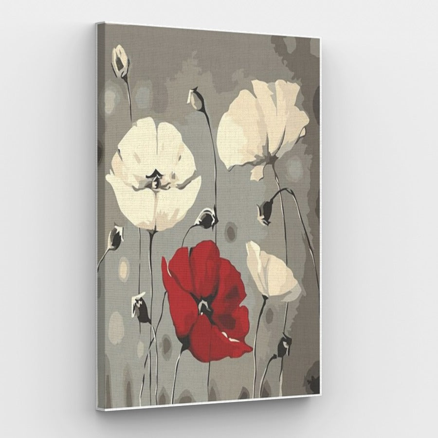 Poppies White and Red - Paint by Numbers Kit