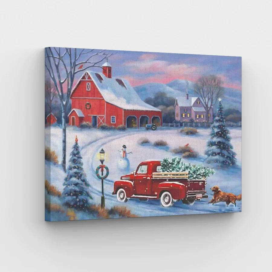Red Truck Drives Home - Paint by Numbers Kit