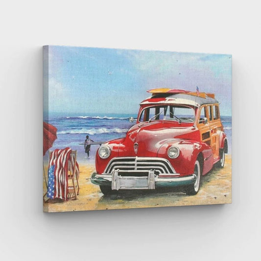 Red Truck on the Beach - Paint by Numbers Kit