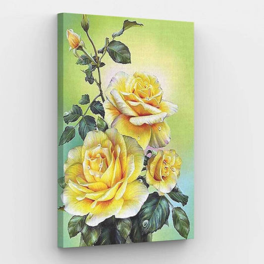 Romantic Yellow Rose Morning - Paint by Numbers Kit