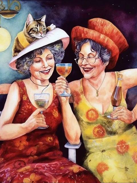 Two Old Ladies Having Fun - Paint by Numbers Kit