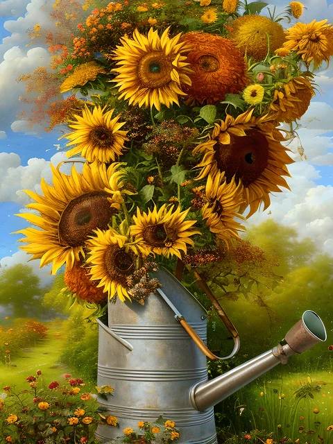 Vintage Idyllic Sunflowers - Paint by Numbers Kit