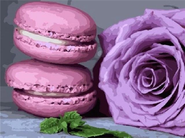 Violet Macaroons and Rose - Paint by Numbers Kit