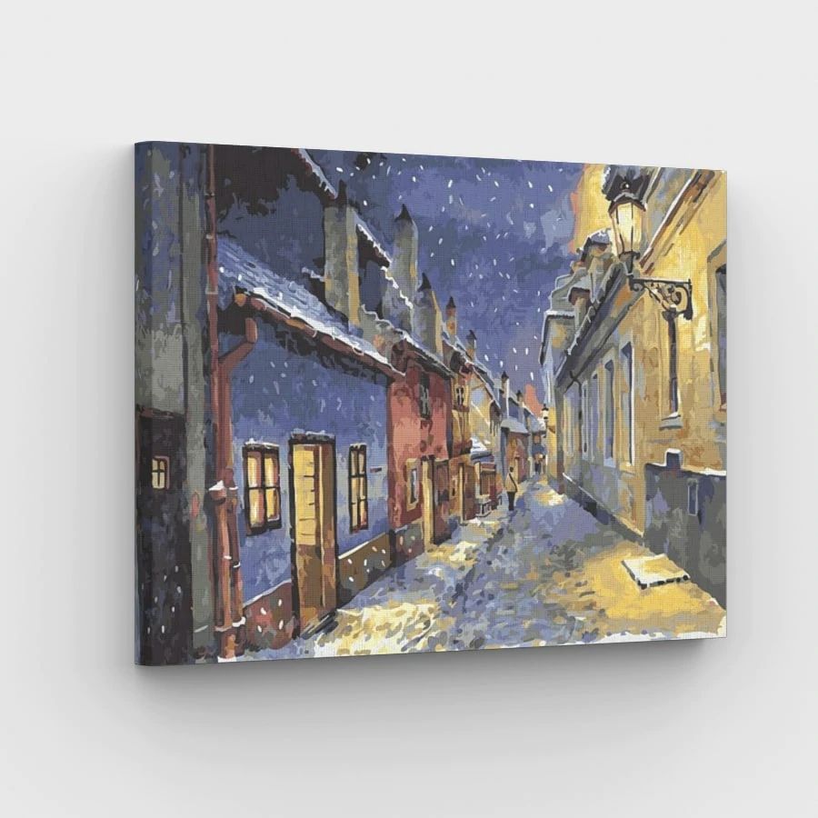 Winter Night Street - Paint by Numbers Kit